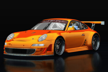 Arts numériques intitulée "Porsche 997 GT3 RS…" par Jan Keteleer, Œuvre d'art originale, Peinture numérique