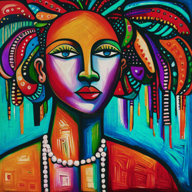 Pintura titulada "African colorful ma…" por Jan Keteleer, Obra de arte original, Acrílico