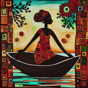 Pintura titulada "African girl in tra…" por Jan Keteleer, Obra de arte original, Acrílico
