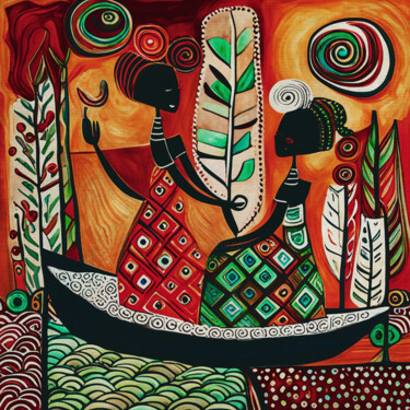 Pintura titulada "Traditional African…" por Jan Keteleer, Obra de arte original, Acrílico