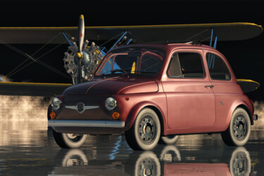 Digitale Kunst getiteld "Fiat Abarth 595 Fro…" door Jan Keteleer, Origineel Kunstwerk, 3D-modellering