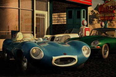 Arte digitale intitolato "Jaguar Type D at an…" da Jan Keteleer, Opera d'arte originale, Modellazione 3D