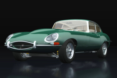 Grafika cyfrowa / sztuka generowana cyfrowo zatytułowany „Jaguar E Type three…” autorstwa Jan Keteleer, Oryginalna praca, mo…