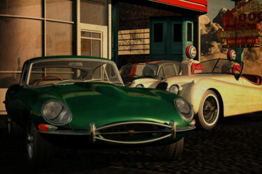 Digitale Kunst mit dem Titel "Jaguar E-Type at an…" von Jan Keteleer, Original-Kunstwerk, 3D Modellierung