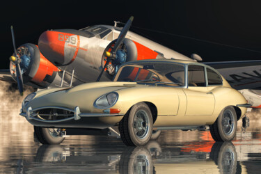 Digitale Kunst getiteld "Jaguar E-Type - A L…" door Jan Keteleer, Origineel Kunstwerk, 3D-modellering