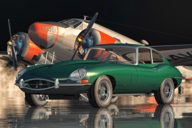Arte digitale intitolato "Jaguar E-Type" da Jan Keteleer, Opera d'arte originale, Modellazione 3D
