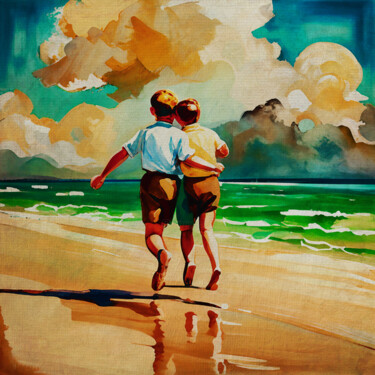 Painting titled "Friendship between…" by Jan Keteleer, Original Artwork, Digital Painting Mounted on Wood Panel