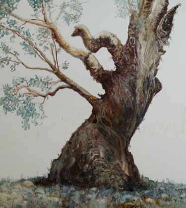 Картина под названием "Old Faithful" - Jan Lowe, Подлинное произведение искусства, Чернила Установлен на Деревянная панель