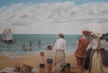 Peinture intitulée "on the beach" par Jan Marien, Œuvre d'art originale, Huile