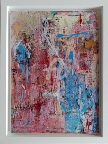 Painting titled "Pink in the City" by Jan O'Sullivan, Original Artwork, Acrylic Mounted on Wood Stretcher frame