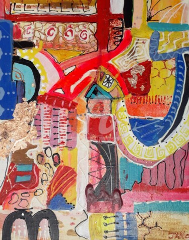 Картина под названием "Fairground Series N…" - Jan O'Sullivan, Подлинное произведение искусства, Акрил Установлен на Деревян…