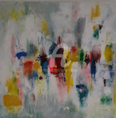 Malarstwo zatytułowany „Abstract Rainbow” autorstwa Jan O'Sullivan, Oryginalna praca, Akryl Zamontowany na Drewniana rama no…