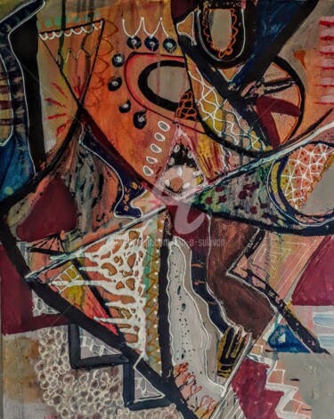 Pintura titulada "Greta's Scarf" por Jan O'Sullivan, Obra de arte original, Acrílico Montado en Bastidor de camilla de madera