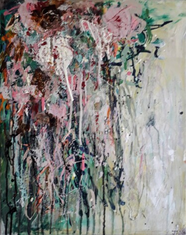 Картина под названием "Flowerfall No. 2" - Jan O'Sullivan, Подлинное произведение искусства, Акрил Установлен на Деревянная…
