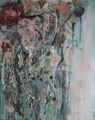 Painting titled "Flowerfall No. 4" by Jan O'Sullivan, Original Artwork, Acrylic Mounted on Wood Stretcher frame