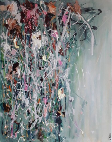 Painting titled "Flowerfall No. 5" by Jan O'Sullivan, Original Artwork, Acrylic Mounted on Wood Stretcher frame