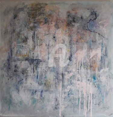 Painting titled "CloudFall" by Jan O'Sullivan, Original Artwork, Acrylic Mounted on Wood Stretcher frame