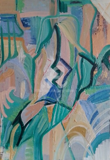 Картина под названием "Cafe Boho" - Jan O'Sullivan, Подлинное произведение искусства, Акрил Установлен на Деревянная рама дл…