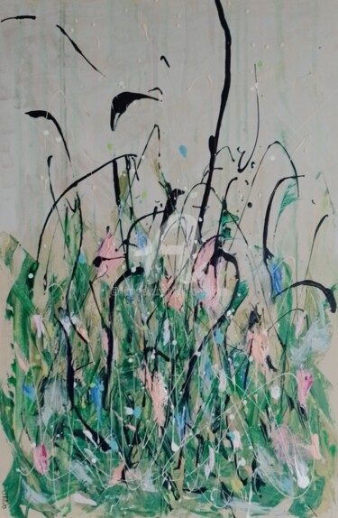 Painting titled "In The Wild" by Jan O'Sullivan, Original Artwork, Acrylic Mounted on Wood Stretcher frame