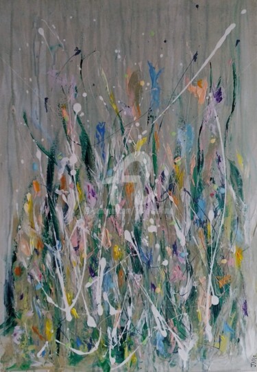 Painting titled "Forever Bloom" by Jan O'Sullivan, Original Artwork, Acrylic Mounted on Wood Stretcher frame