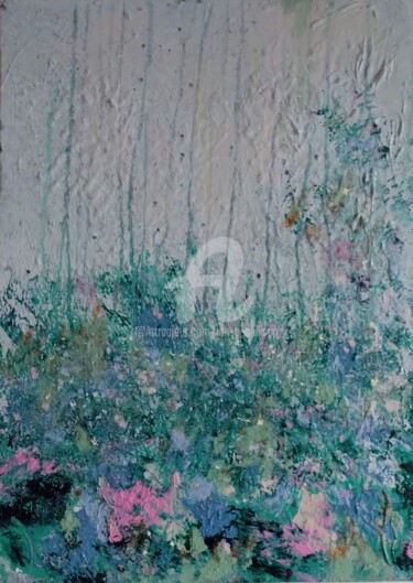 Painting titled "Fleur de Jardin" by Jan O'Sullivan, Original Artwork, Acrylic Mounted on Wood Stretcher frame