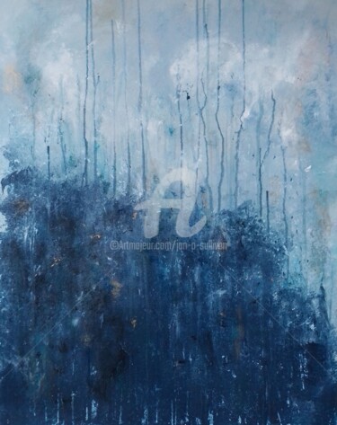 Ζωγραφική με τίτλο "CloudWood" από Jan O'Sullivan, Αυθεντικά έργα τέχνης, Ακρυλικό Τοποθετήθηκε στο Ξύλινο φορείο σκελετό