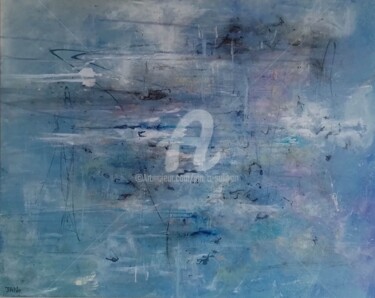 Painting titled "SeaCloud" by Jan O'Sullivan, Original Artwork, Acrylic Mounted on Wood Stretcher frame