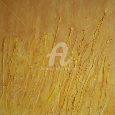 Schilderij getiteld "YellowGold" door Jan O'Sullivan, Origineel Kunstwerk, Acryl Gemonteerd op Frame voor houten brancard