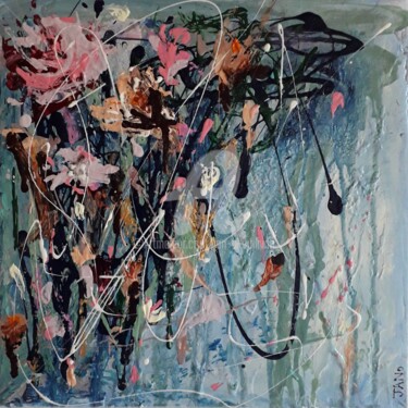 Painting titled "Flowerfall No. 9" by Jan O'Sullivan, Original Artwork, Acrylic Mounted on Wood Stretcher frame