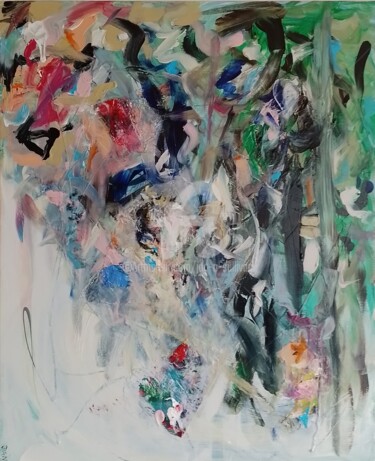 Painting titled "Summer Falling" by Jan O'Sullivan, Original Artwork, Acrylic Mounted on Wood Stretcher frame