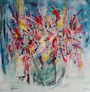 Painting titled "Bring Me Flowers" by Jan O'Sullivan, Original Artwork, Acrylic Mounted on Wood Stretcher frame