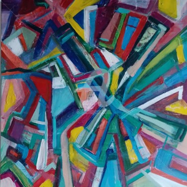 Painting titled "Epicentre" by Jan O'Sullivan, Original Artwork, Acrylic Mounted on Wood Stretcher frame