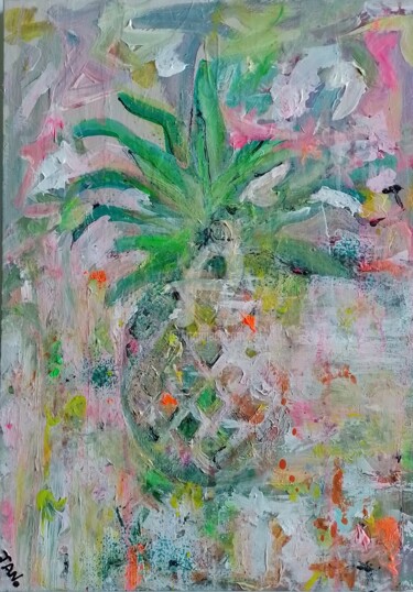 绘画 标题为“Ananas” 由Jan O'Sullivan, 原创艺术品, 丙烯 安装在木质担架架上