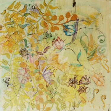 Malerei mit dem Titel "Chinoiserie" von Jan O'Sullivan, Original-Kunstwerk, Acryl Auf Keilrahmen aus Holz montiert