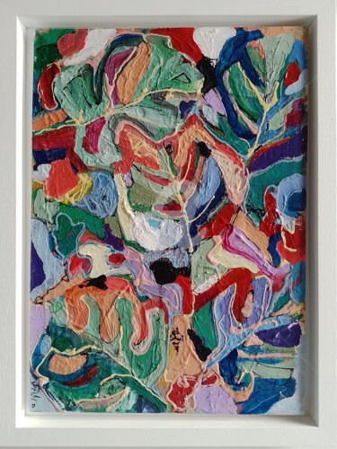 Schilderij getiteld "Monstera Mash #5" door Jan O'Sullivan, Origineel Kunstwerk, Acryl