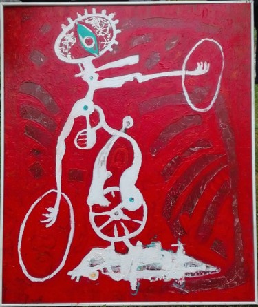 Картина под названием "clown 2" - Jan Pevný, Подлинное произведение искусства, Акрил Установлен на Деревянная рама для носил…