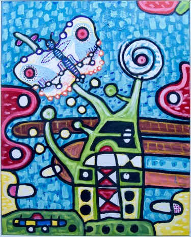 Картина под названием "butterfly" - Jan Pevný, Подлинное произведение искусства, Акрил Установлен на Деревянная рама для нос…