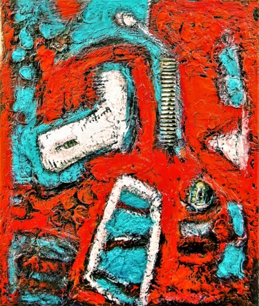 Картина под названием "Lost in the dump of…" - Jan Pevný, Подлинное произведение искусства, Акрил Установлен на Деревянная р…