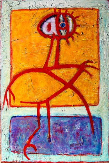 Painting titled "Doodled billboard" by Jan Pevný, Original Artwork, Acrylic Mounted on Wood Stretcher frame