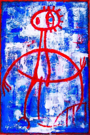 Painting titled "DOODLED BILLBOARD II" by Jan Pevný, Original Artwork, Acrylic Mounted on Wood Stretcher frame