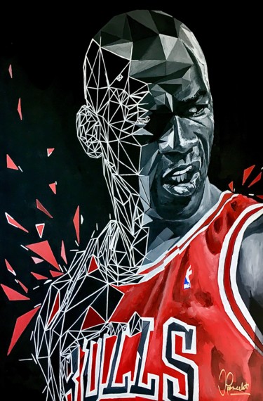 Malerei mit dem Titel "Michael Jordan" von Jan Poncelet, Original-Kunstwerk, Acryl
