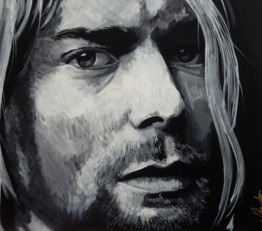 Pintura intitulada "Kurt Cobain" por Jan Poncelet, Obras de arte originais, Acrílico