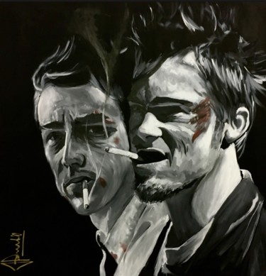 Schilderij getiteld "Fight Club" door Jan Poncelet, Origineel Kunstwerk, Acryl