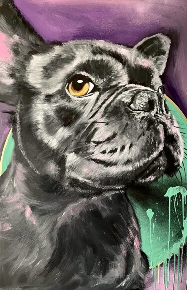 Malerei mit dem Titel "French Bulldog" von Jan Poncelet, Original-Kunstwerk, Acryl