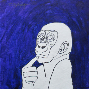 Zeichnungen mit dem Titel "Thinking about it" von Jan René Fuchsluger, Original-Kunstwerk, Tinte