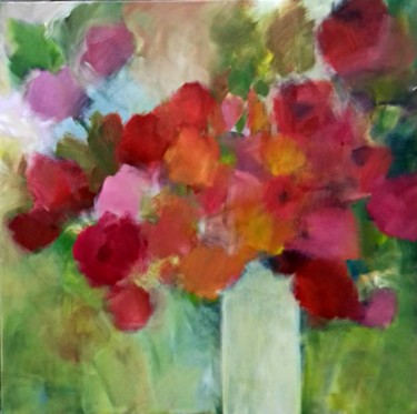 Painting titled "A Red Bouquet" by Jan Rippingham, Original Artwork, Acrylic
