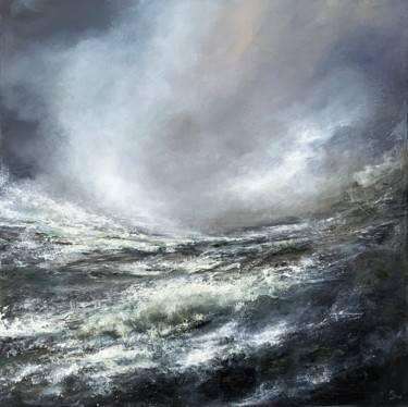 Painting titled "Rugged Welsh Seasca…" by Jan Rogers, Original Artwork, Oil