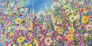 Malerei mit dem Titel "Neon Wild Flora XL" von Jan Rogers, Original-Kunstwerk, Acryl