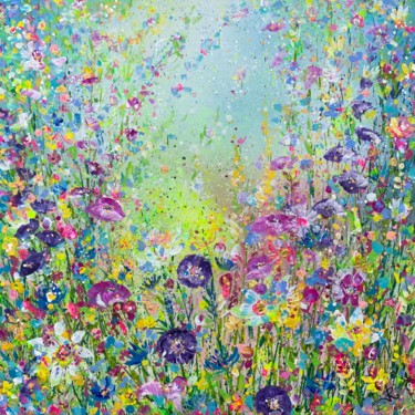 Painting titled "Psychedelic Floral…" by Jan Rogers, Original Artwork, Acrylic