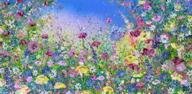 Картина под названием "Heavenly Floral" - Jan Rogers, Подлинное произведение искусства, Акрил Установлен на Деревянная рама…